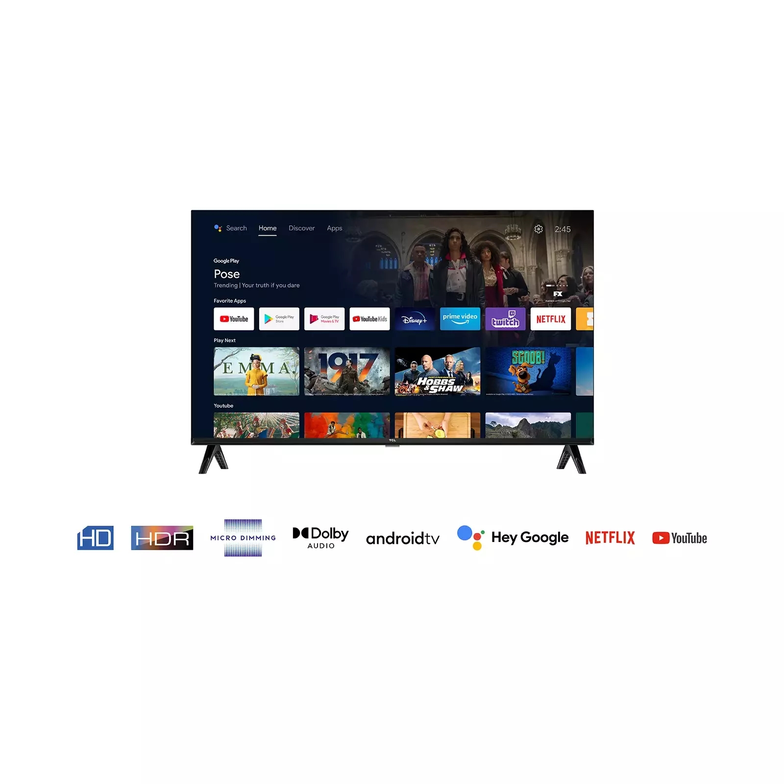 Телевизор TCL 32S5400A Smart HD Android TV с Беспроводным LAN, без пульта управления