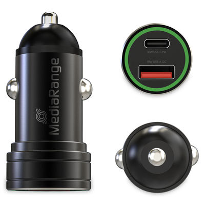 MediaRange MRMA120 30W Car Charger with USB-A and USB-C Ports