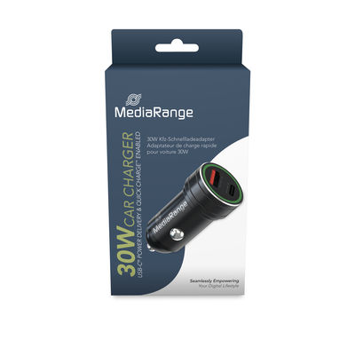 MediaRange MRMA120 30W Car Charger with USB-A and USB-C Ports
