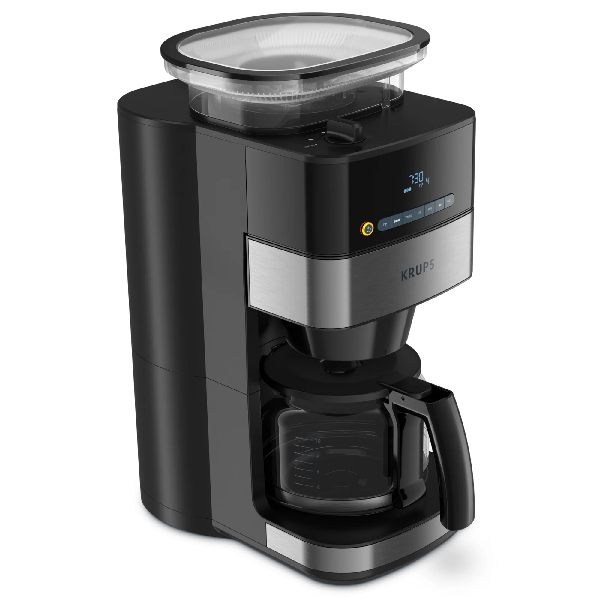 Кофеварка Krups KM8328 Grind and Brew с кофемолкой и таймером, чёрная