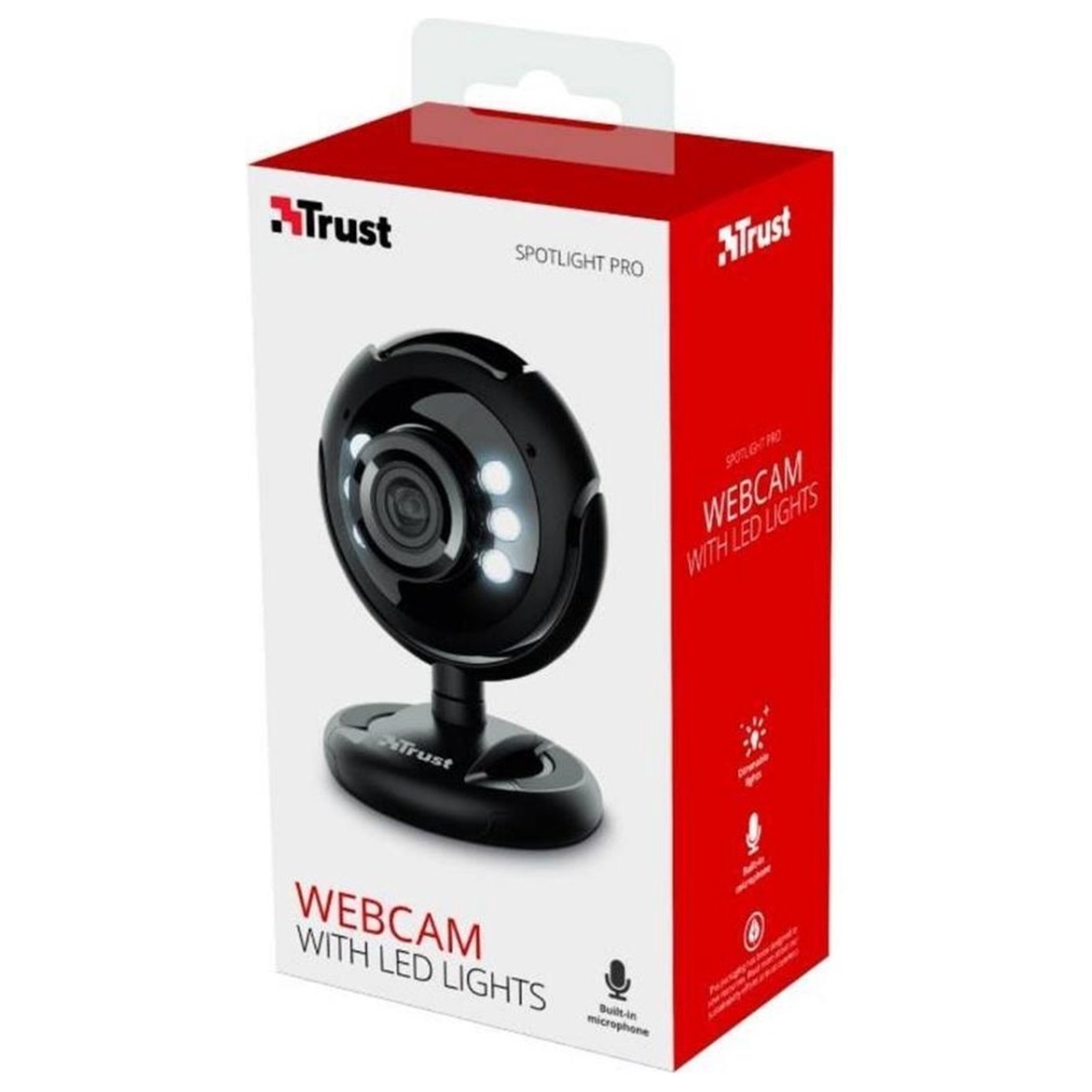 Trust Spotlight Pro veebikaamera 16428 LED-valgustuse ja mikrofoniga, must